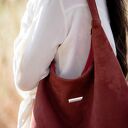 Torba HOBO na ramię - bordo, handmade z ekologicznego nubuku tapicerskiego