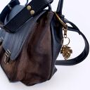 VANDA L. skórzana torba postarzana skóra naturalna zamsz CZARNA BRĄZ