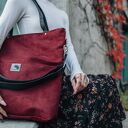 Duża wodoodporna torba z nubuku bordo