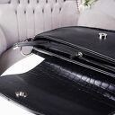 Duża listonoszka w kształcie kuferka SKÓRA KROKODYLA czarny od MANZANA TOREBKI