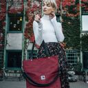 Duża wodoodporna torba z nubuku bordo