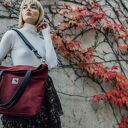 Duża wodoodporna torba z nubuku bordo