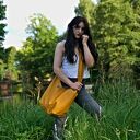 Musztardowa torba hobo w stylu boho / Long Boogi Bag - do noszenia przez