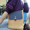 torba szydełkowa LISTONOSZKA EWELINA - musztarda/czekolada