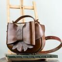 Brązowa mała skórzana unikalna ręcznie robiona torebeczka LadyBuQ Art Prawdziwe Polskie rękodzieło