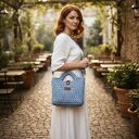 Szydełkowa niebieska torebka rękodzieło na prezent TS02z