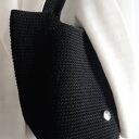 Czarna sznurkowa torba typu shopper - ręcznie szydełkowana na ramię