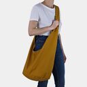 Musztardowa torba hobo w stylu boho / Long Boogi Bag - do noszenia przez