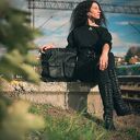 Torba skórzana Zero Waste - duża czarna shopperka - od ręki