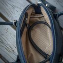 Mała granatowa torebka skórzana na ukos (crossbody) LadyBuQ Art