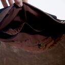 VANDA L. skórzana torba postarzana skóra naturalna zamsz CZARNA BRĄZ