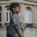 Grafitowa torba z grubo plecionej tkaniny i skóry ekologicznej
