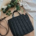 Czarna torebka plecione Handmade - elegancka torebka damska do pracy - torebka Business Woman