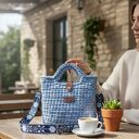 Szydełkowa niebieska torebka rękodzieło na prezent TS02z