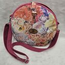 Kwiatowa okrągła torebka handmade - lekka torba crossbody na ramię