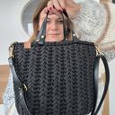 Czarna torebka plecione Handmade - elegancka torebka damska do pracy - torebka Business Woman