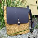 torba szydełkowa LISTONOSZKA EWELINA - musztarda/czekolada