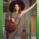 Brązowa mała skórzana unikalna ręcznie robiona torebeczka LadyBuQ Art Prawdziwe Polskie rękodzieło