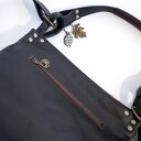 VANDA L. skórzana torba postarzana skóra naturalna zamsz CZARNA BRĄZ