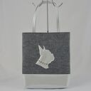 Szara Torebka na ramię z Perłowo Białym Buldogiem - A4