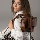 Brązowa mała skórzana unikalna ręcznie robiona torebeczka LadyBuQ Art Prawdziwe Polskie rękodzieło