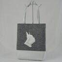 Szara Torebka na ramię z Perłowo Białym Buldogiem - A4