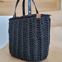 Czarna torebka plecione Handmade - elegancka torebka damska do pracy - torebka Business Woman