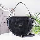 Duża listonoszka w kształcie kuferka SKÓRA KROKODYLA czarny od MANZANA