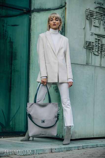 Szara wodoodporna torba paski butelkowa zieleń