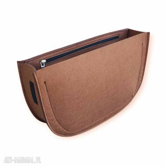 Filcowy organizer do torebki z zaokrąglonym dnem - Ciepły Karmel
