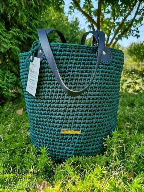 torba szydełkowa QUEEN - jodła/granat