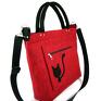 Aneta Pruchnik kotek torebki black cat on red melange/strap filc