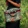 handmade torebki wzorzysta plecak / torba 2 w 1 z weluru tapicerskiego róże i kwiatowy wzór