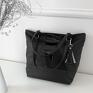 czarne metaliczna laura tote bag (black&black) patchworkowa torebka