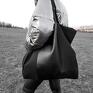 torebki: Pojemna czarna torba oversize XL bawełna - Simply Balance - na zamek miejska weganska