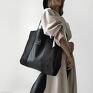 torebki: Pojemna czarna torba oversize XL bawełna - Simply Balance - na zamek miejska