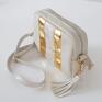 Vera Bag (beige&gold) - patchworkowa box metaliczna torebka