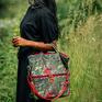 Bags Philosophy handmade plecak / torba 2 w 1 z weluru tapicerskiego róże i kwiatowy wzór torebka na codzień