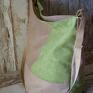 Przedmiotem sprzedaży jest torebka - worek do noszenia na ramię lub jako listonoszka, wykonana z beżowej oraz jasno. Lato