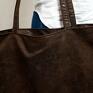 Prostokątna torba w kolorze czekoladowym z zamszu ekologicznego na ramię torebki duża