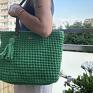 Cord handmade - modne torebki na ramie zielony koszyk
