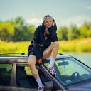 tunika, bluza czarna z lnu, duży kaptur, kieszeń