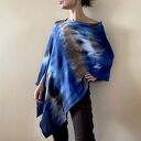 Narzutka bawełniana Blue & Brown - ręcznie barwiona tunika (one size)