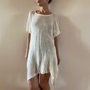 Lniana tunika damska w jasnym kremie - 100% len, oversize