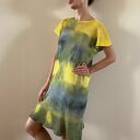 Lniana tunika żółto-szara one size - oversize S/M/L, 100% len