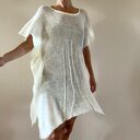 Lniana tunika damska w jasnym kremie - 100% len, oversize