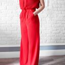 Bien fashion czerwony kombinezon damski z szerokimi spodniami