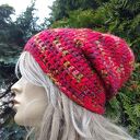 Szydełkowa czapka beanie multikolor z alpaki - Linen Time (55-57 cm)