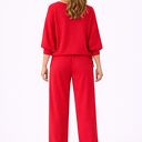 Komplet damski Mila "Malina" - bluza oversize 3/4 i spodnie z kantem