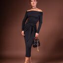 KARMEN - wielofunkcyjna czarna chusta 4w1: top, pareo, spódniczka i apaszka